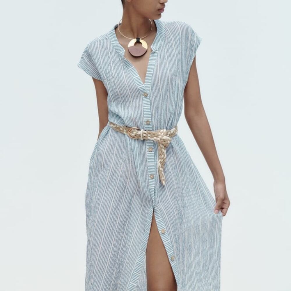 ZARA STRIPED MIDI DRESS - Picture 5 of 8